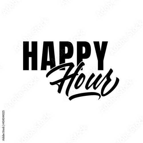 Happy Hour lettering in good quality in vector. Brush pen script style in vector