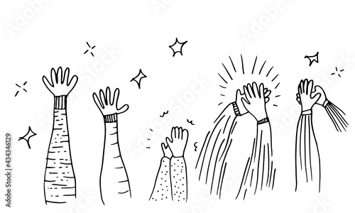 Applause hand draw on white background.vector illustration.