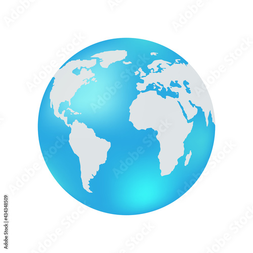Planet Earth isolated on white background. Vector illustration. Icon, sign, design element. For various design purposes.