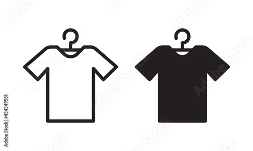 clothes icon, Tshirt icon on the hanger icon vector