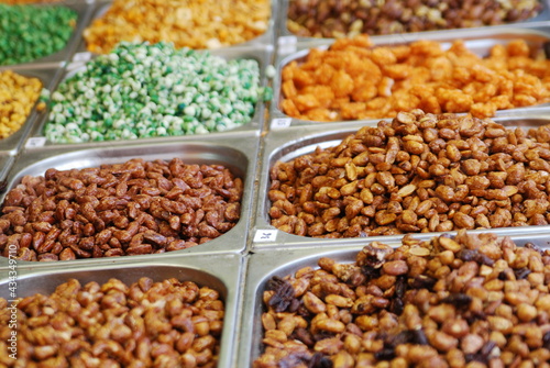dried fruits and nuts in market