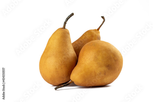 Pears. Yellow ripe and juicy pears isolated on white background. Part of set.