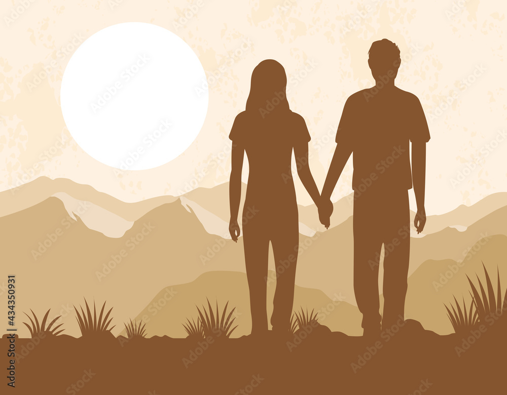 Fototapeta premium lover couple silhouettes