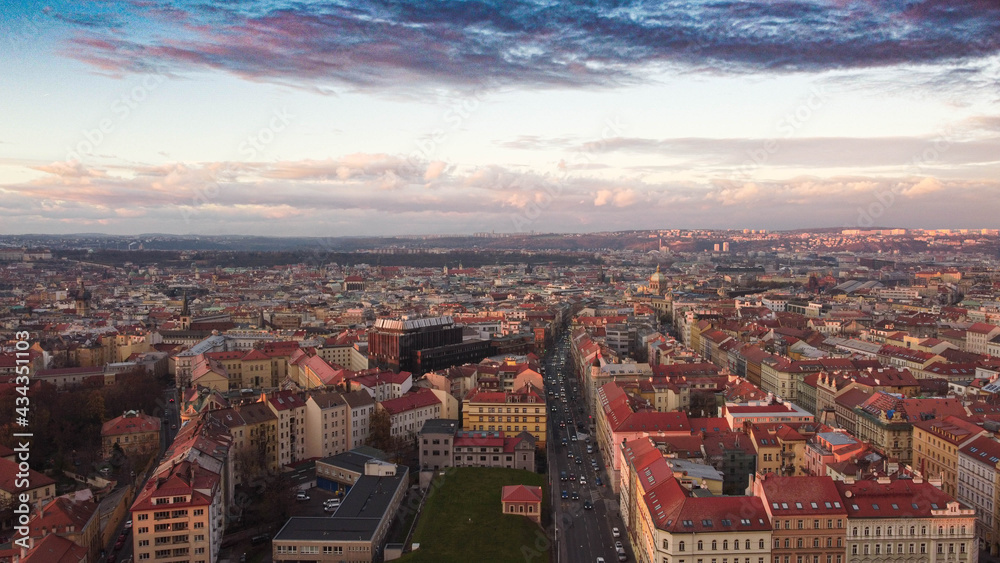 Fototapeta premium Drone shot of Prague