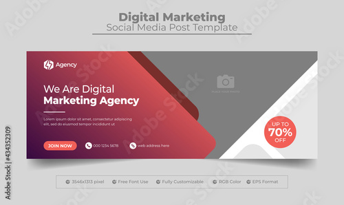 Digital marketing agency facebook cover design with gradient color or web banner for digital marketing business