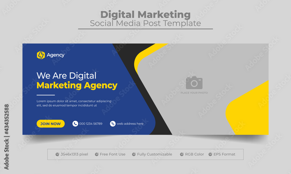 Digital marketing agency facebook cover photo design with creative ...