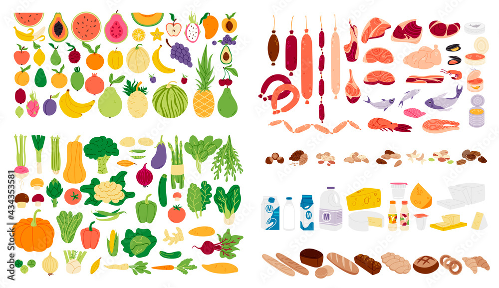 Foto Grocery products elements collection