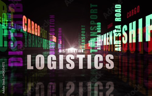 Transport logistics and distribution text abstract concept illustration