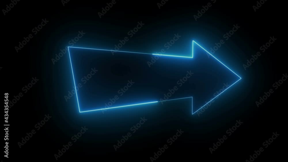 Dynamic glow effects of an arrow outline on a black background. Neon design elements. Futuristic glowing background. Looped Dynamic glow effects of an arrow outline on a black background. Neon design elements. Futuristic glowing background. Looped