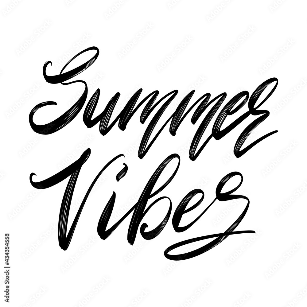Summer Hand drawn Lettering. Summer lover quotes black and white isolated design elements.