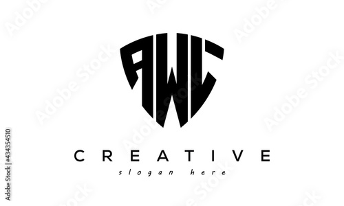 AWL letter creative logo with shield	