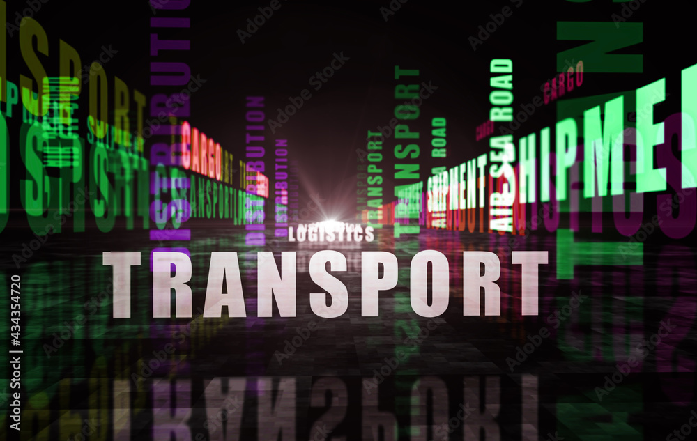 Fototapeta premium Transport logistics and distribution text abstract concept illustration