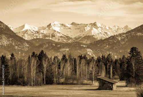 landscape near benediktbeuern in bavaria photo
