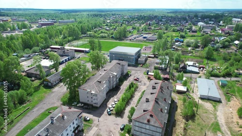 Flying over a Russian village on a drone.