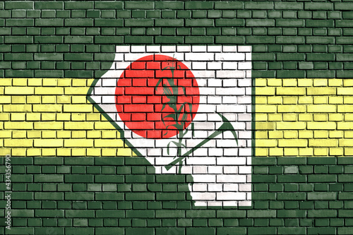 flag of St. Clair County, Illinois painted on brick wall