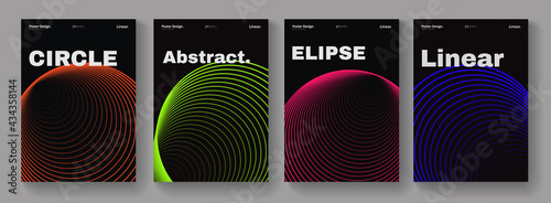 Set of abstract circle shapes. Modern geometric poster. Sun rays and firework signs.