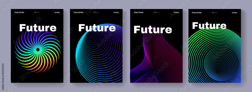 Minimal abstract posters set. Swiss Design composition with geometric shapes. Modern pattern. Futuristic cover.