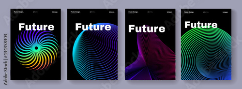 Minimal abstract posters set. Swiss Design composition with geometric shapes. Modern pattern. Futuristic cover.