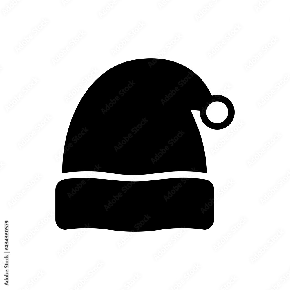 Christmas Xmas Santa Hat Vector icon in Glyph Style. a hat worn by Santa Claus, made of wool and colored red. Vector illustration icon that can be used for apps, website, or part of a logo.