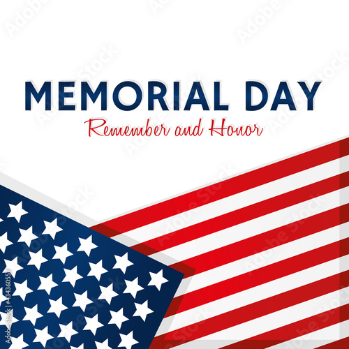 Memorial day poster with a flag of USA