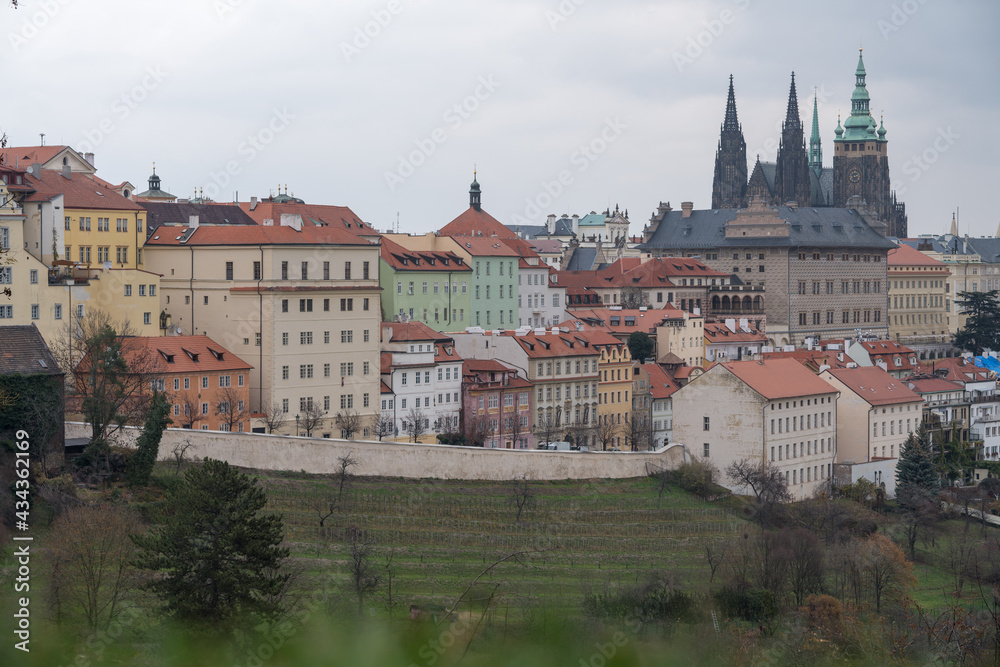 City view of Prague on a cloudy day