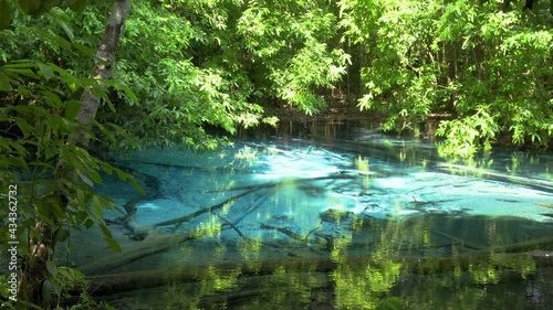 Blue Pool, turquoise crystal clear spring hidden in middle of forest, Krabi, Thailand