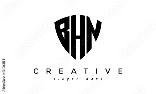 BHN letter creative logo with shield	 photo