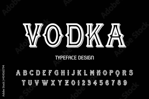 classic lettering, alphabet font, gray and white style background, typeface vector design