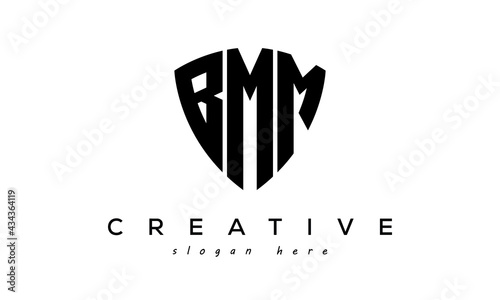 BMM letter creative logo with shield	