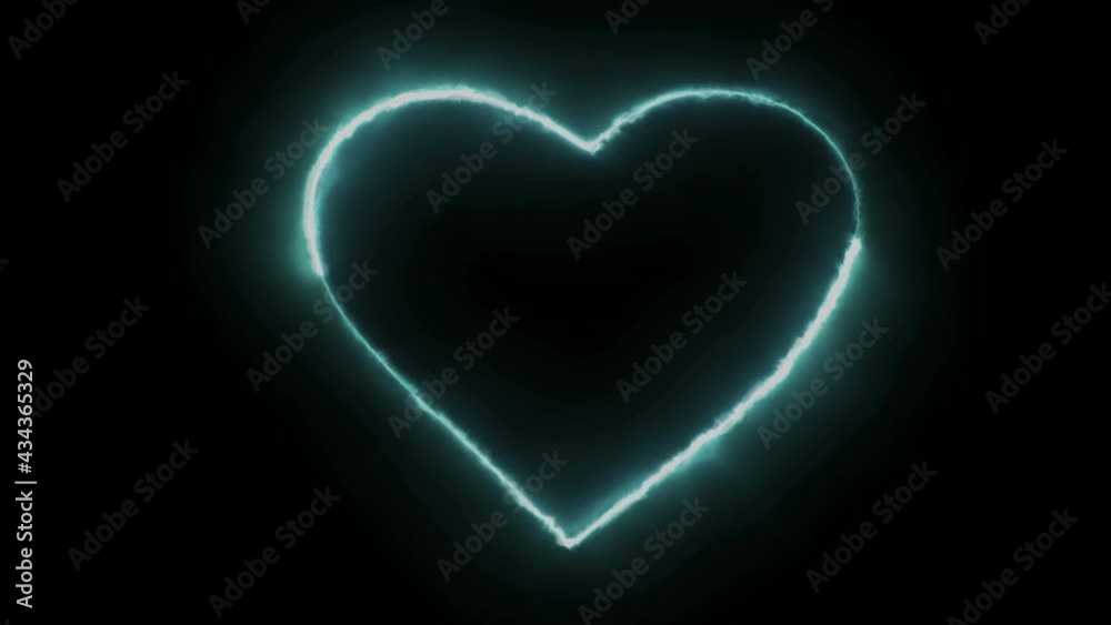 Dynamic glow effects of the contour of the heart on a black background. Neon design elements. Futuristic glowing background. Looped Dynamic glow effects of the contour of the heart on a black background. Neon design elements. Futuristic glowing background. Looped