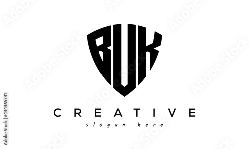 BUK letter creative logo with shield	