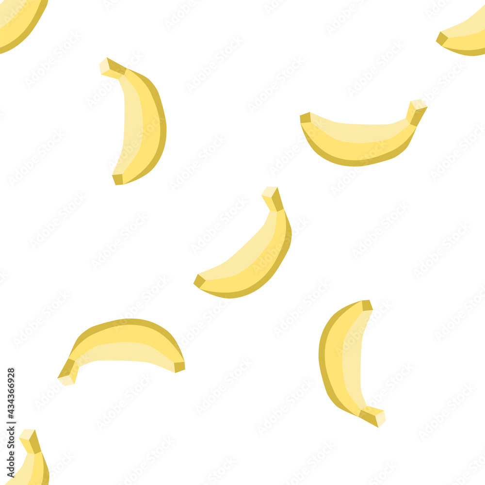 Creative banana seamless pattern on white background in flat style. Vector illustration. Clean graphic design. 