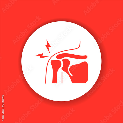Shoulder arthritis color glyph icon. Inflammation joint.