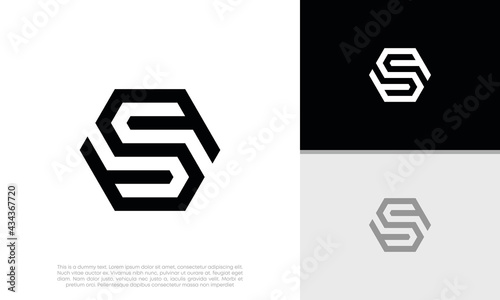 Initials S logo design. Initial Letter Logo. Hexagon logo design.