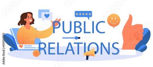 Public relations typographic header. Successful brand advertising,