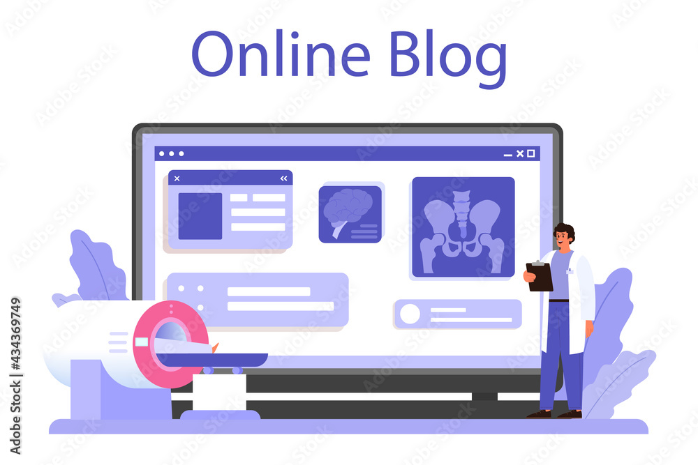 Radiologist online service or platform. Doctor examing X-ray image Radiologist online service or platform. Doctor examing X-ray image