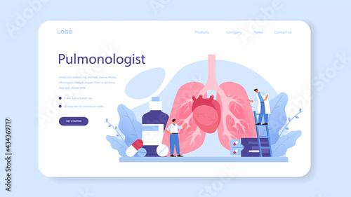 Pulmonologist web banner or landing page. Idea of health