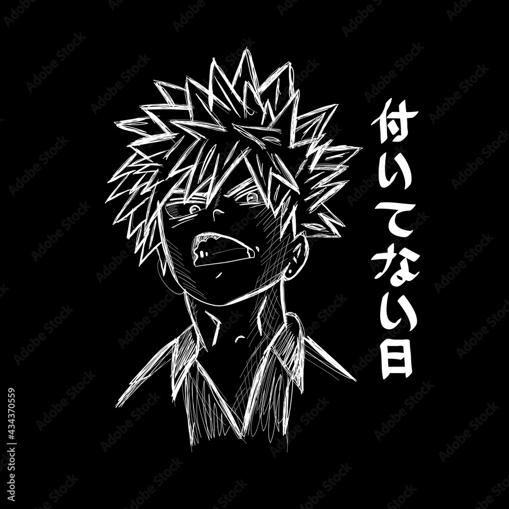 Manga style. Japanese cartoon Comic concept. Anime characters. Anime faces  and eyes. Translation bad day Stock Vector | Adobe Stock