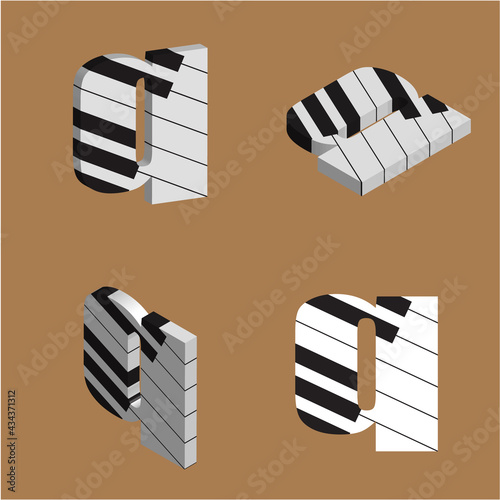 Abstract vector alphabet - q made from piano - alphabet set