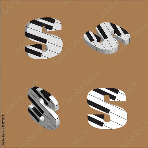 Abstract vector alphabet - s  made from piano - alphabet set