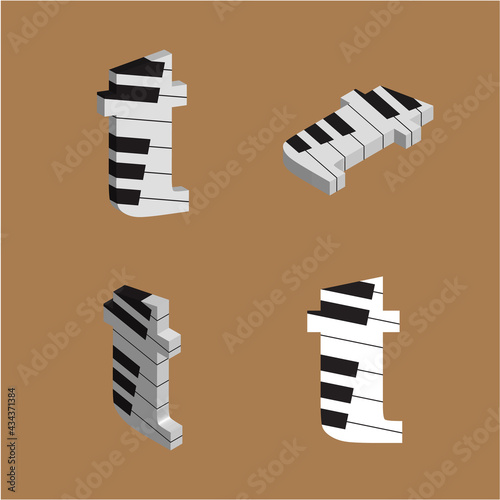 Abstract vector alphabet - t  made from piano - alphabet set