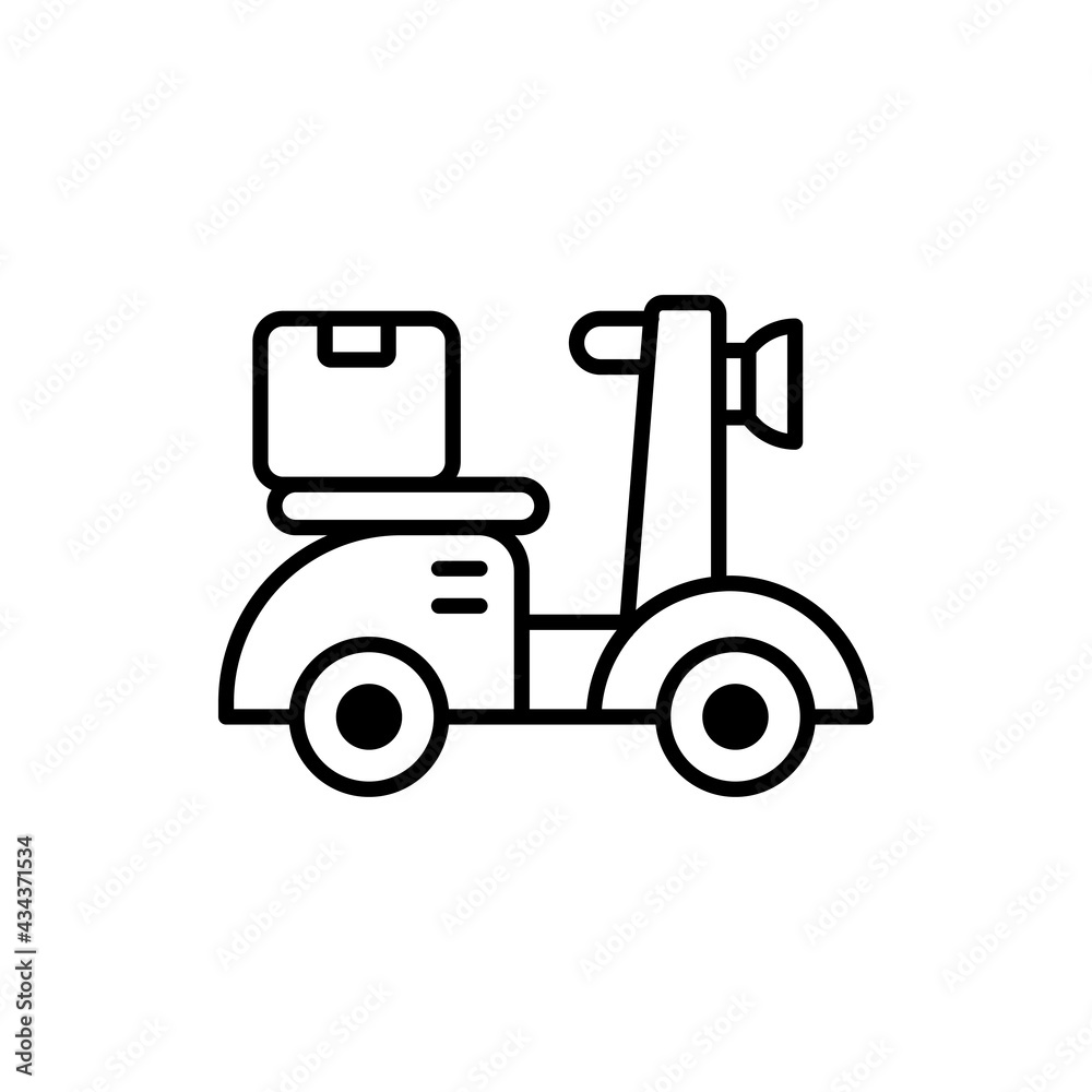 Delivery Bike vector outline icon style illustration. EPS 10 File