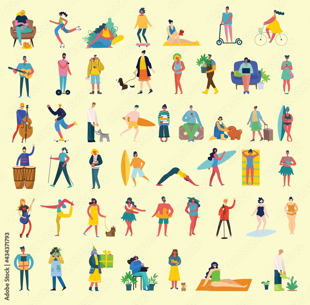 Set of different vector summer people
