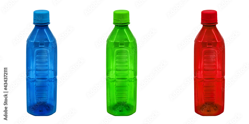 Front view of empty PET plastic bottle isolated on white Front view of empty PET plastic bottle isolated on white