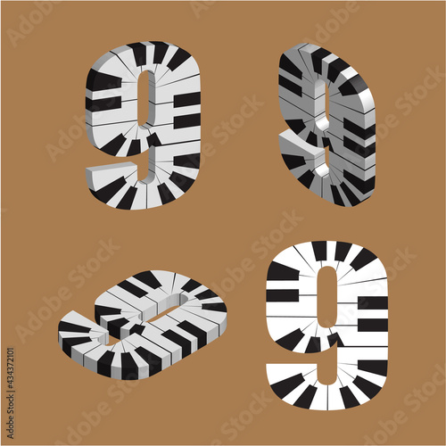 Abstract vector number 9 made from piano - numbers set