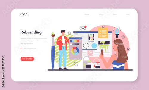 Rebranding web banner or landing page. Rebuilding marketing strategy
