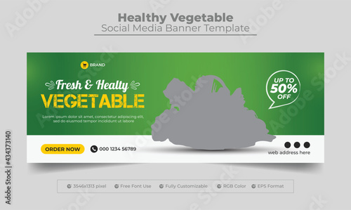 Fresh and healthy vegetable sale facebook cover and web banner template