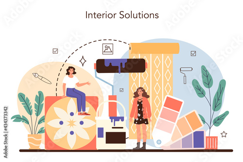 Professional interior designer concept. Decorator planning the design