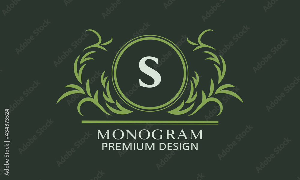 Elegant business sign with the letter S. The monogram is identical for a restaurant, boutique, shop, cafe, hotel, label, etc. Elegant business sign with the letter S. The monogram is identical for a restaurant, boutique, shop, cafe, hotel, label, etc.