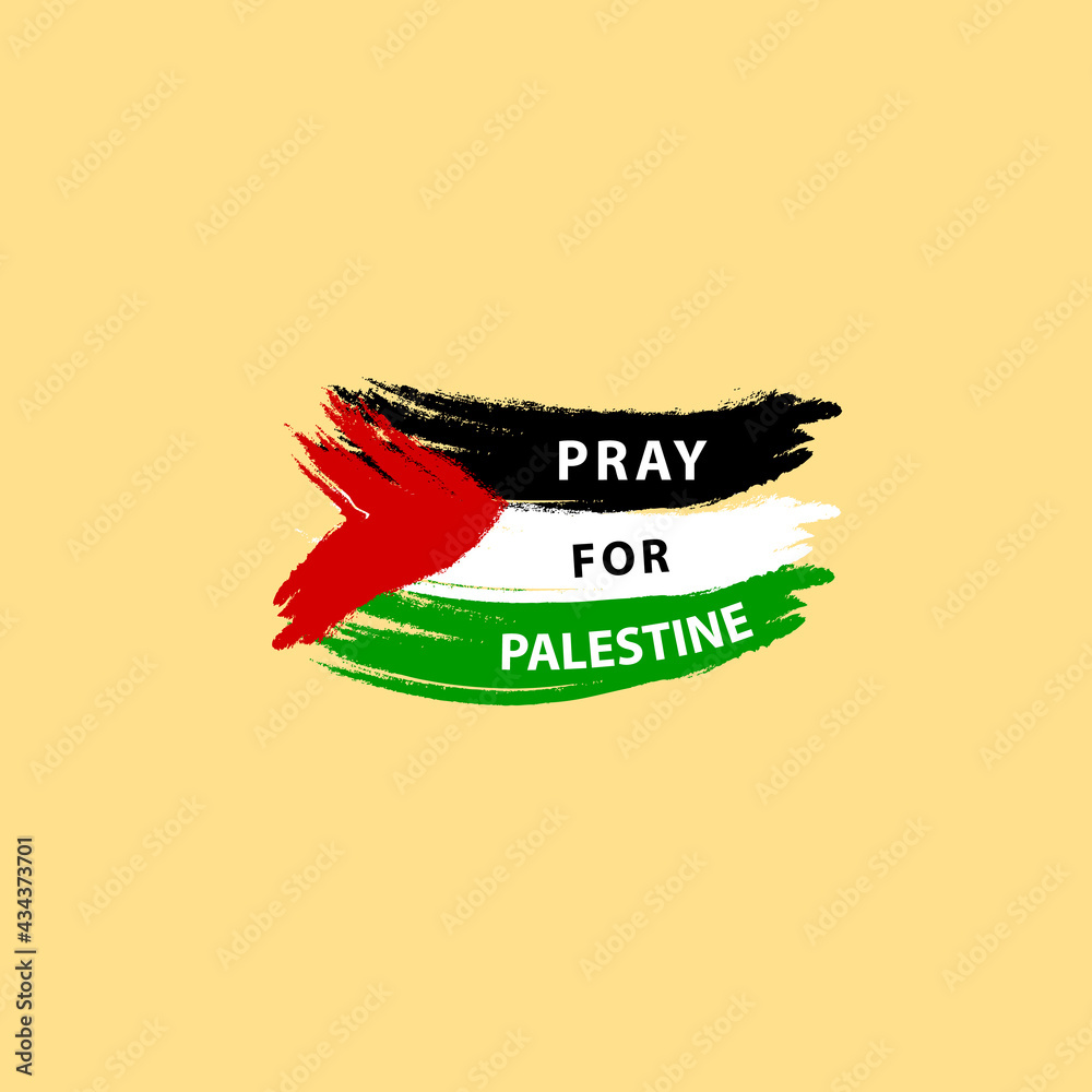 Free Palestine the boy stand with flag Vector illustration background